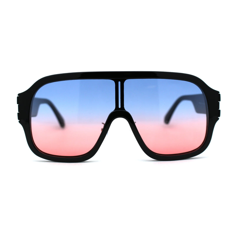 Oversized Shield Racer Plastic Retro Sunglasses