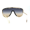 Flashy Metal Stud Brow Line Rimless Shield Racer Sunglasses