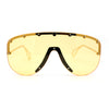 Flashy Metal Stud Brow Line Rimless Shield Racer Sunglasses