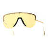 Flashy Metal Stud Brow Line Rimless Shield Racer Sunglasses