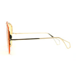 Flashy Metal Stud Brow Line Rimless Shield Racer Sunglasses