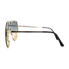 Metal Stud Brow Line Flat Top Rimless Shield Racer Sunglasses