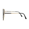 Metal Stud Brow Line Flat Top Rimless Shield Racer Sunglasses