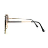 Metal Stud Brow Line Flat Top Rimless Shield Racer Sunglasses