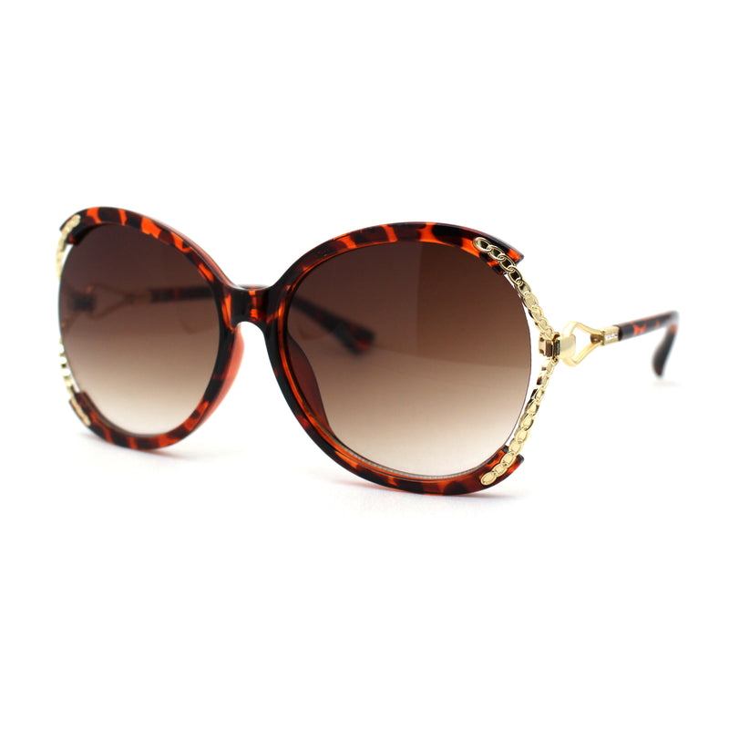 Womens Exposed Lens Oversize Butterfly Rhinestone Jeweled Sunglasses