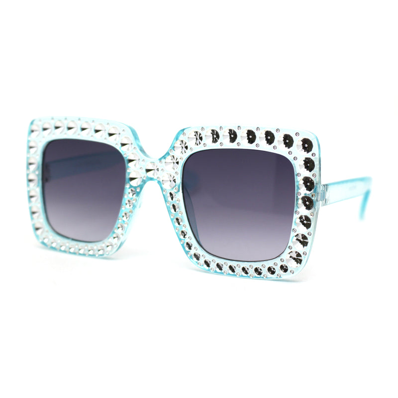 Kids Size Girls Bling Concave Engraving Iced Out Rectangular Butterfly Sunglasses