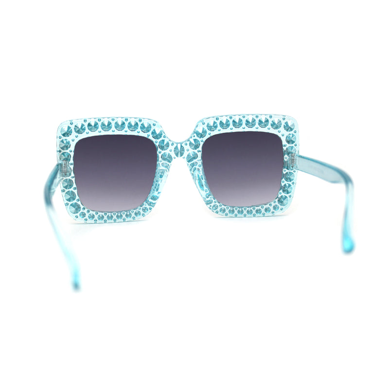 Kids Size Girls Bling Concave Engraving Iced Out Rectangular Butterfly Sunglasses
