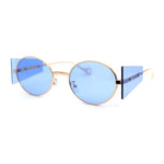 Hippie Oval Retro Side Visor Metal Rim Pop Color Lens Sunglasses