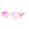 Hippie Oval Retro Side Visor Metal Rim Pop Color Lens Sunglasses