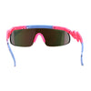 Reflective Color Mirror Lens 80s Neon Splatter Bolt Arm Half Rim Shield Sunglasses