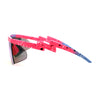 Reflective Color Mirror Lens 80s Neon Splatter Bolt Arm Half Rim Shield Sunglasses