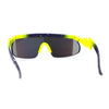 Reflective Color Mirror Lens 80s Neon Splatter Bolt Arm Half Rim Shield Sunglasses