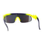 Reflective Color Mirror Lens 80s Neon Splatter Bolt Arm Half Rim Shield Sunglasses