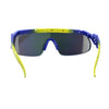 Reflective Color Mirror Lens 80s Neon Splatter Bolt Arm Half Rim Shield Sunglasses