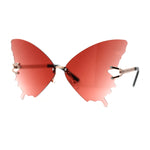 Womens Full Rimless Butterfly Shape Unique Sunglasses