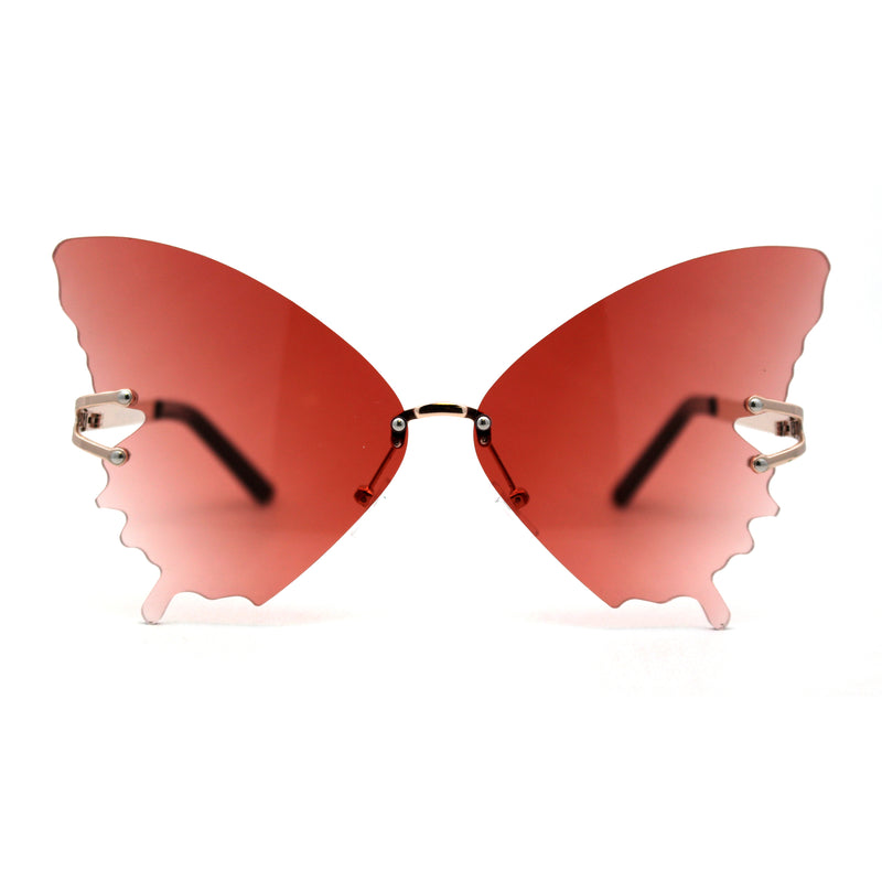 Womens Full Rimless Butterfly Shape Unique Sunglasses