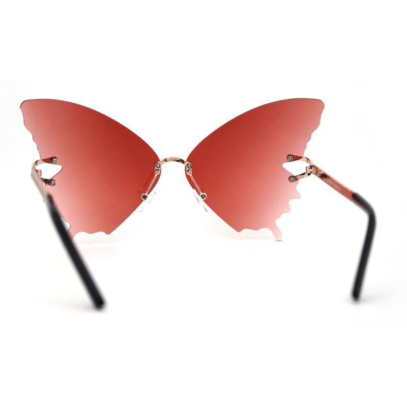 Womens Full Rimless Butterfly Shape Unique Sunglasses