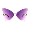 Womens Full Rimless Butterfly Shape Unique Sunglasses