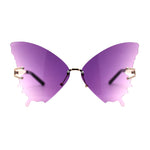 Womens Full Rimless Butterfly Shape Unique Sunglasses