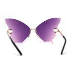 Womens Full Rimless Butterfly Shape Unique Sunglasses