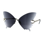 Womens Full Rimless Butterfly Shape Unique Sunglasses