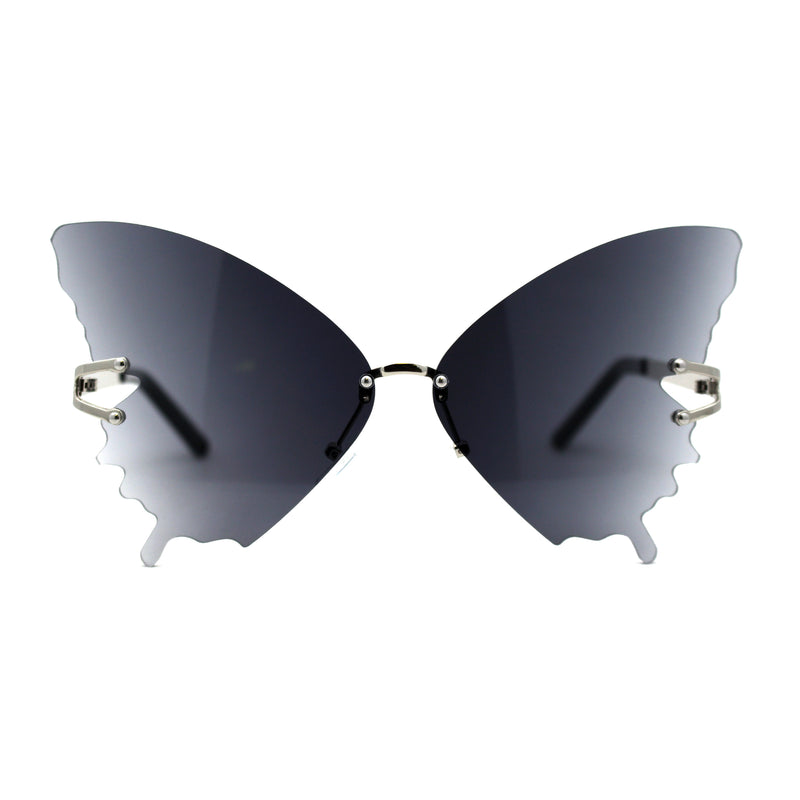 Womens Full Rimless Butterfly Shape Unique Sunglasses