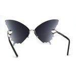 Womens Full Rimless Butterfly Shape Unique Sunglasses