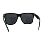 Locs Pot Leaf Print Arm Mens Horn Rim Plastic Gangster Sunglasses Matte Black