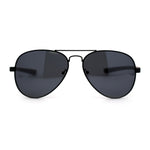 Mens Classic Airforce Woodgrain Wrap Arm Metal Aviator Sunglasses All Black