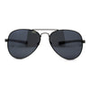 Mens Classic Airforce Woodgrain Wrap Arm Metal Aviator Sunglasses All Black