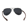 Mens Classic Airforce Woodgrain Wrap Arm Metal Aviator Sunglasses All Black