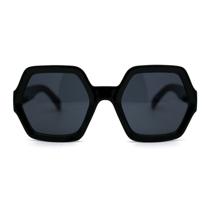 Womens Mod Hexagon Plastic Retro Sunglasses