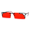 Retro Metal Geometric Deco Tip Rimless Sunglasses