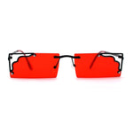 Retro Metal Geometric Deco Tip Rimless Sunglasses