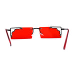 Retro Metal Geometric Deco Tip Rimless Sunglasses