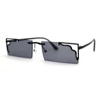 Retro Metal Geometric Deco Tip Rimless Sunglasses