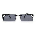 Retro Metal Geometric Deco Tip Rimless Sunglasses