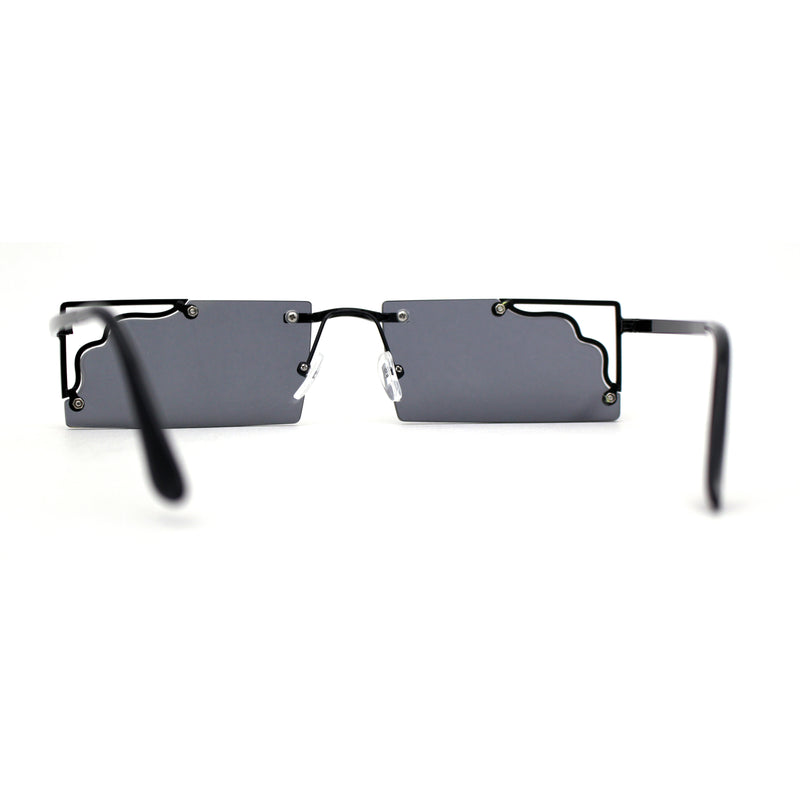 Retro Metal Geometric Deco Tip Rimless Sunglasses