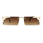 Retro Metal Geometric Deco Tip Rimless Sunglasses