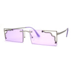 Retro Metal Geometric Deco Tip Rimless Sunglasses