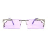 Retro Metal Geometric Deco Tip Rimless Sunglasses