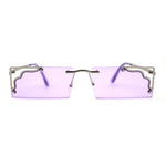 Retro Metal Geometric Deco Tip Rimless Sunglasses