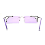 Retro Metal Geometric Deco Tip Rimless Sunglasses