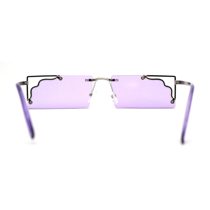 Retro Metal Geometric Deco Tip Rimless Sunglasses