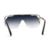 Womens Unique Art Deco Trim Flat Top Racer Shield Sunglasses