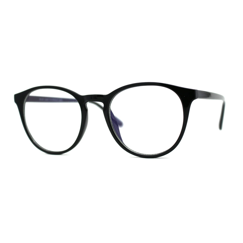 Round Keyhole Thin Plastic Horn Rim Blue Light Filtering Computer Glasses