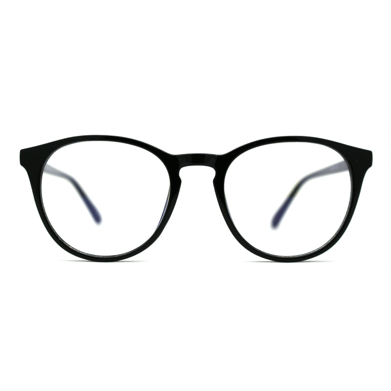 Round Keyhole Thin Plastic Horn Rim Blue Light Filtering Computer Glasses