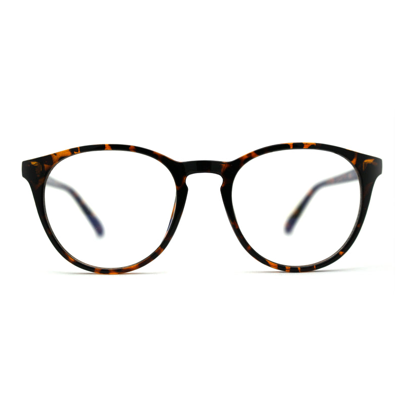 Round Keyhole Thin Plastic Horn Rim Blue Light Filtering Computer Glasses