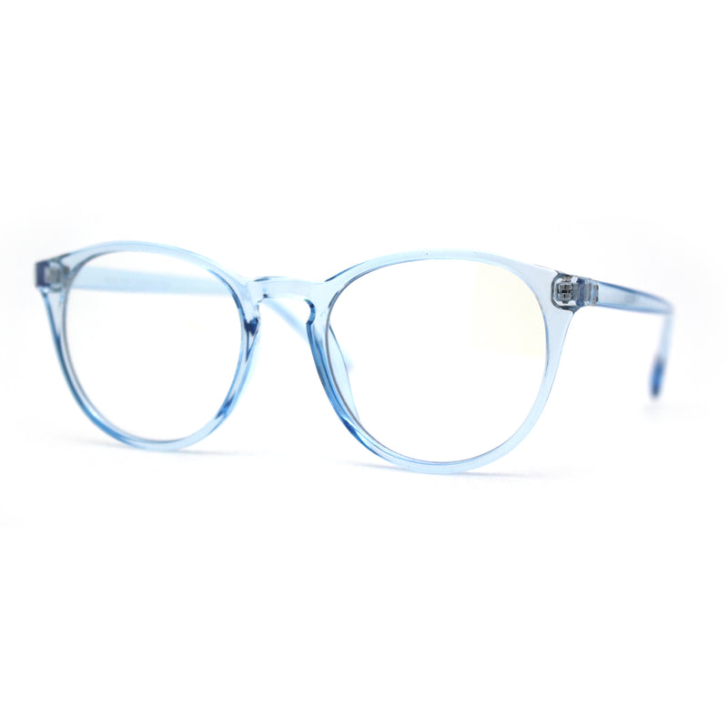 Round Keyhole Thin Plastic Horn Rim Blue Light Filtering Computer Glasses