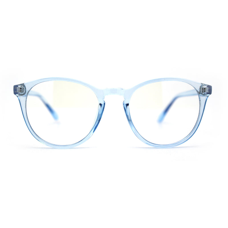 Round Keyhole Thin Plastic Horn Rim Blue Light Filtering Computer Glasses